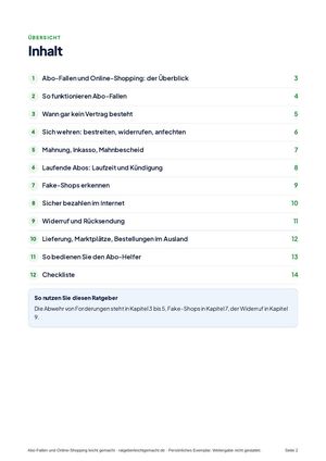 Inhaltsverzeichnis aus Abo-Fallen und Online-Shopping leicht gemacht