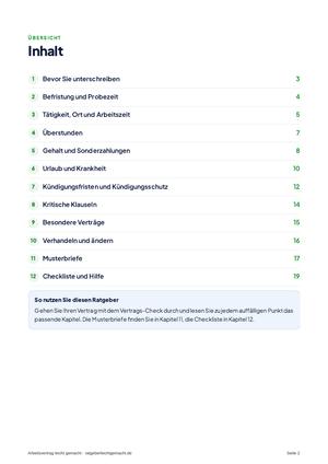 Inhaltsverzeichnis aus Arbeitsvertrag leicht gemacht