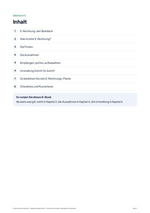Inhaltsverzeichnis aus E-Rechnung leicht gemacht