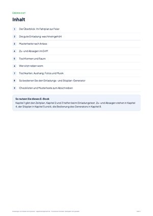 Inhaltsverzeichnis aus Einladungen und Sitzplan leicht gemacht