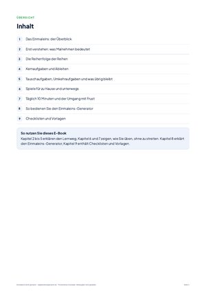 Inhaltsverzeichnis aus Einmaleins leicht gemacht