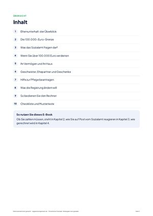 Inhaltsverzeichnis aus Elternunterhalt leicht gemacht