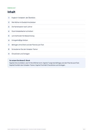 Inhaltsverzeichnis aus Englisch Vokabeln leicht gemacht
