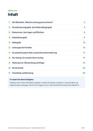 Inhaltsverzeichnis aus Jobcenter & Sozialleistungen leicht gemacht