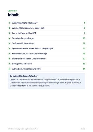 Inhaltsverzeichnis aus KI für Senioren leicht gemacht
