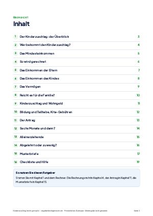 Inhaltsverzeichnis aus Kinderzuschlag leicht gemacht