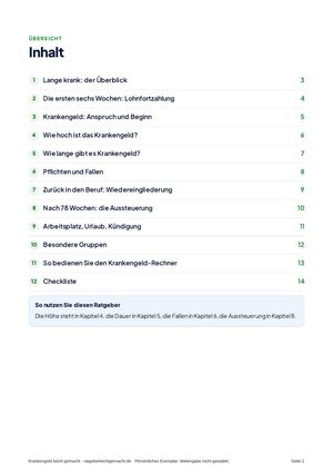 Inhaltsverzeichnis aus Krankengeld leicht gemacht