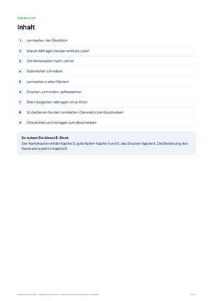 Inhaltsverzeichnis aus Lernkarten leicht gemacht