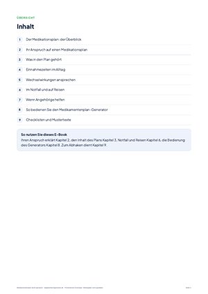 Inhaltsverzeichnis aus Medikamentenplan leicht gemacht