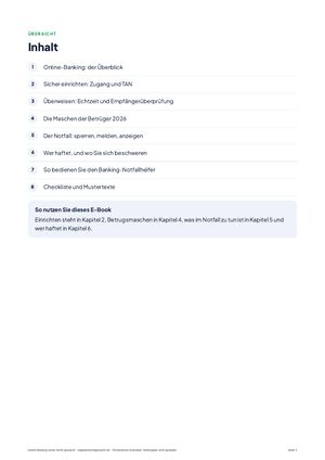 Inhaltsverzeichnis aus Online-Banking sicher leicht gemacht