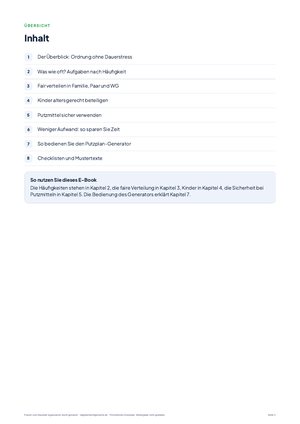 Inhaltsverzeichnis aus Putzen und Haushalt organisieren leicht gemacht