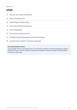 Inhaltsverzeichnis aus Rechnen 1. Klasse leicht gemacht
