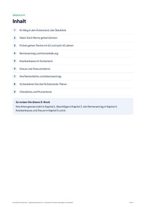 Inhaltsverzeichnis aus Ruhestand leicht gemacht