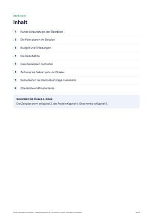 Inhaltsverzeichnis aus Runde Geburtstage leicht gemacht