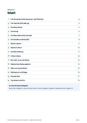 Inhaltsverzeichnis aus Schwerbehindertenausweis leicht gemacht