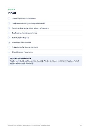 Inhaltsverzeichnis aus Smartphone für Senioren leicht gemacht