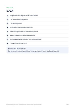 Inhaltsverzeichnis aus Sorgerecht und Umgang leicht gemacht