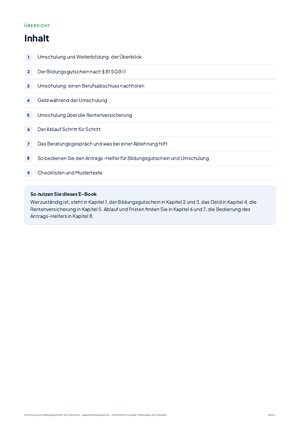 Inhaltsverzeichnis aus Umschulung und Bildungsgutschein leicht gemacht