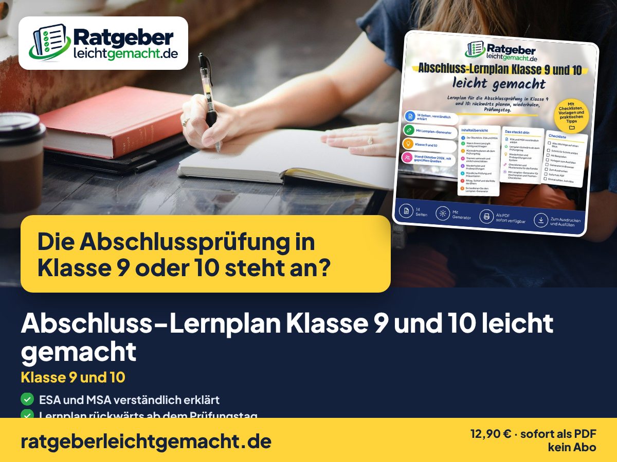 Titelbild Abschluss-Lernplan Klasse 9 und 10 leicht gemacht