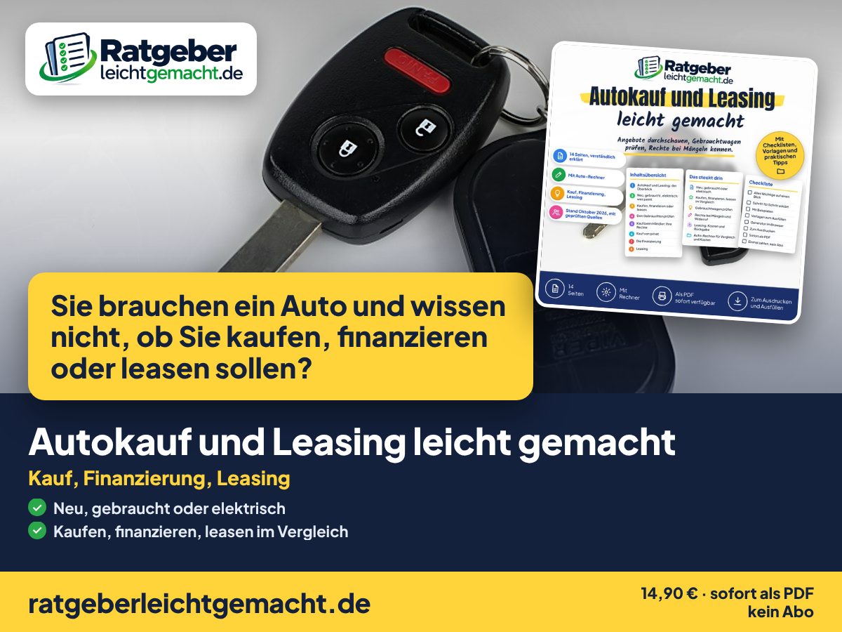 Titelbild Autokauf und Leasing leicht gemacht