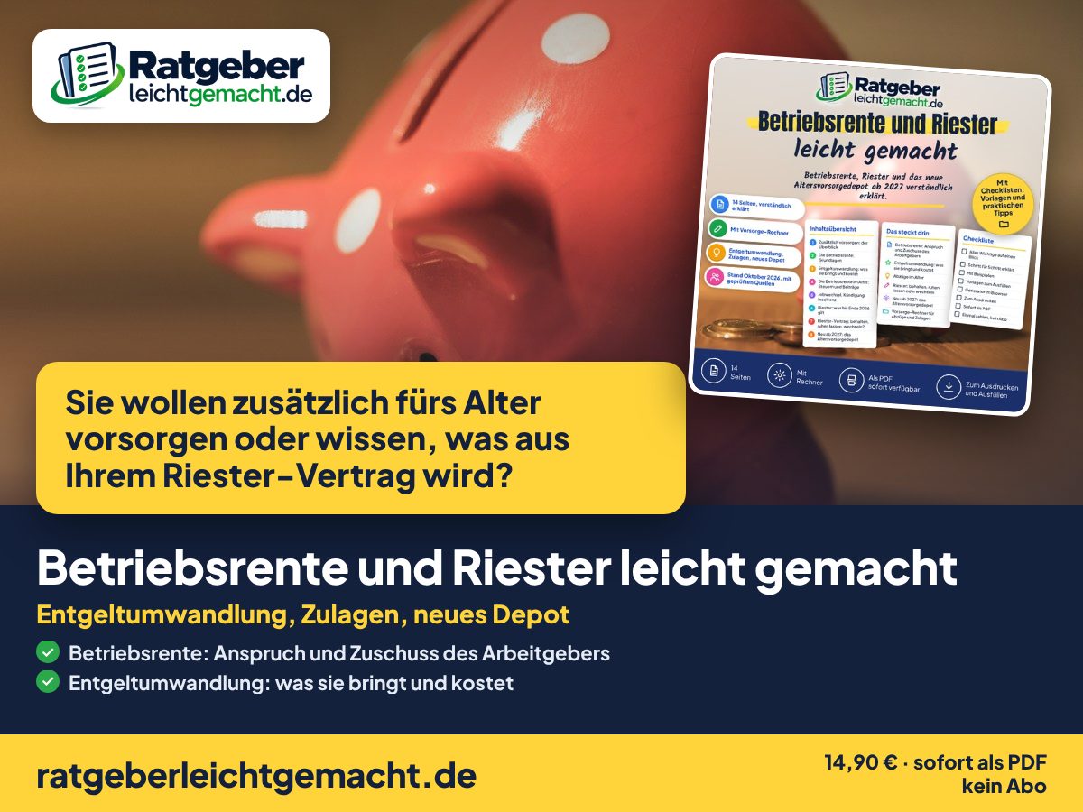 Titelbild Betriebsrente und Riester leicht gemacht