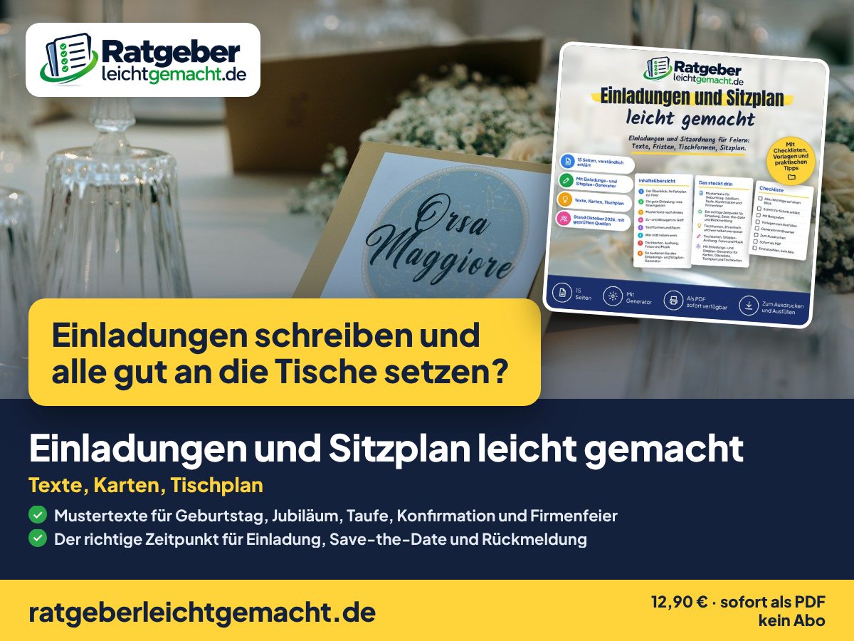 Titelbild Einladungen und Sitzplan leicht gemacht