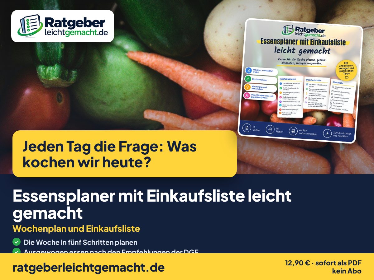 Titelbild Essensplaner mit Einkaufsliste leicht gemacht