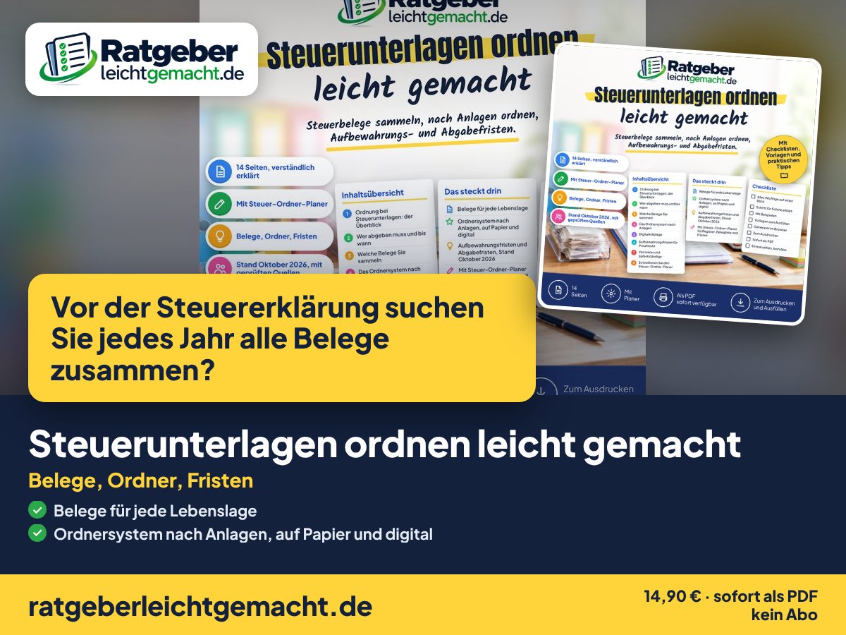Titelbild Steuerunterlagen ordnen leicht gemacht