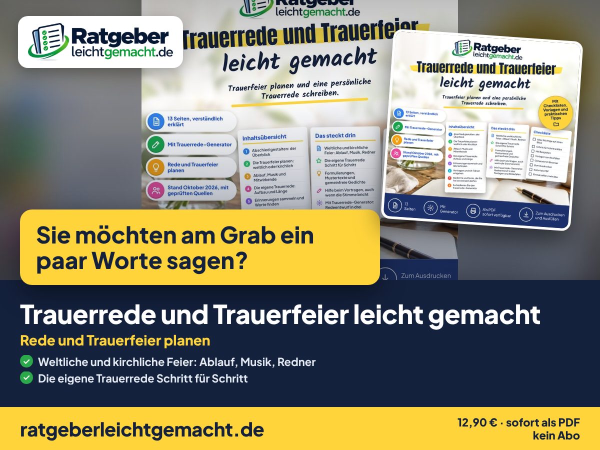 Titelbild Trauerrede und Trauerfeier leicht gemacht