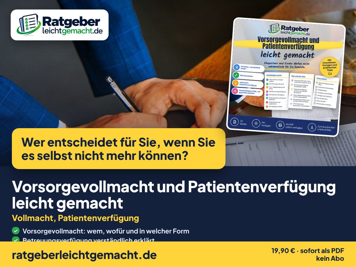 Titelbild Vorsorgevollmacht und Patientenverfügung leicht gemacht